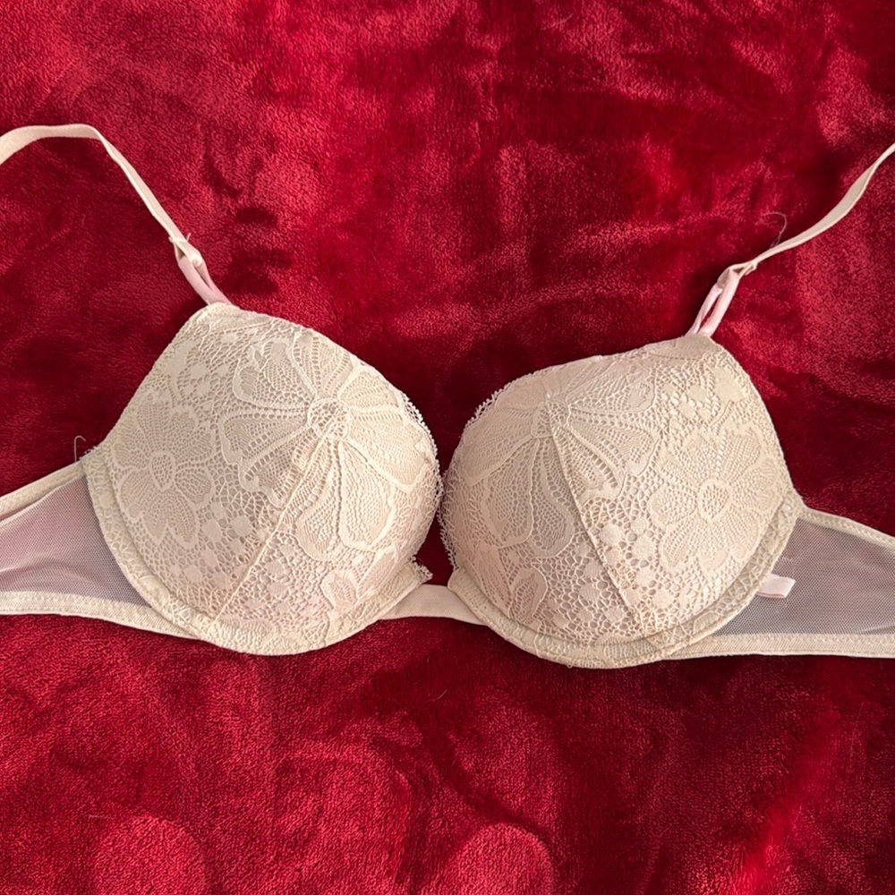 Victorias Secret lace and mesh push-up bra